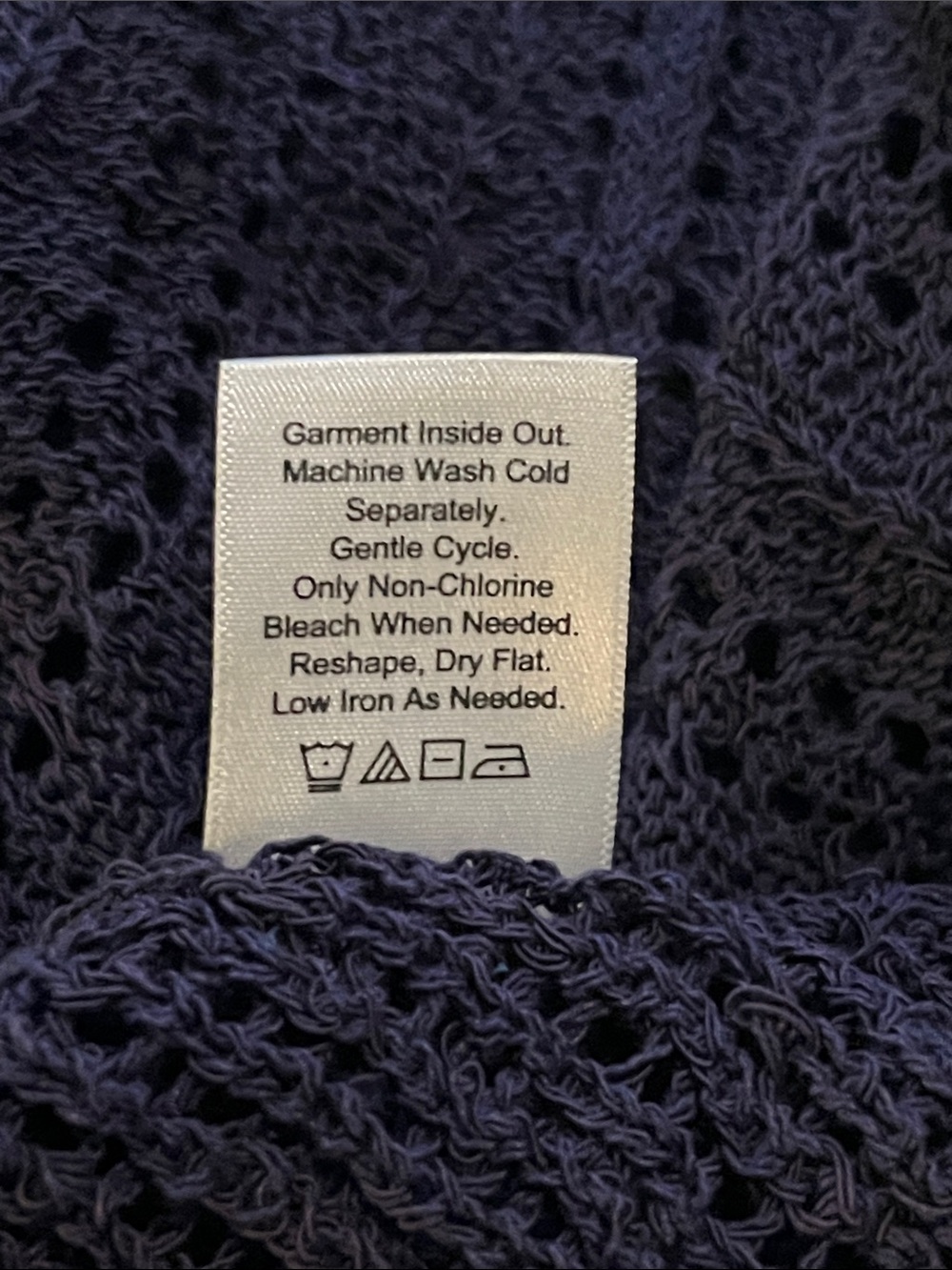 Coldwater Creek Open-Front Navy Blue Crochet Cardigan - Picture 6 of 7